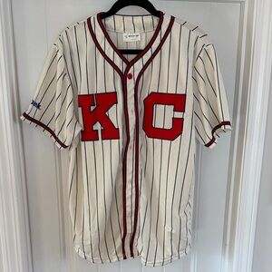 KC Baseball Jersey Mens XL Pinstripe Match-Up 23 US Bank Vintage Shirt